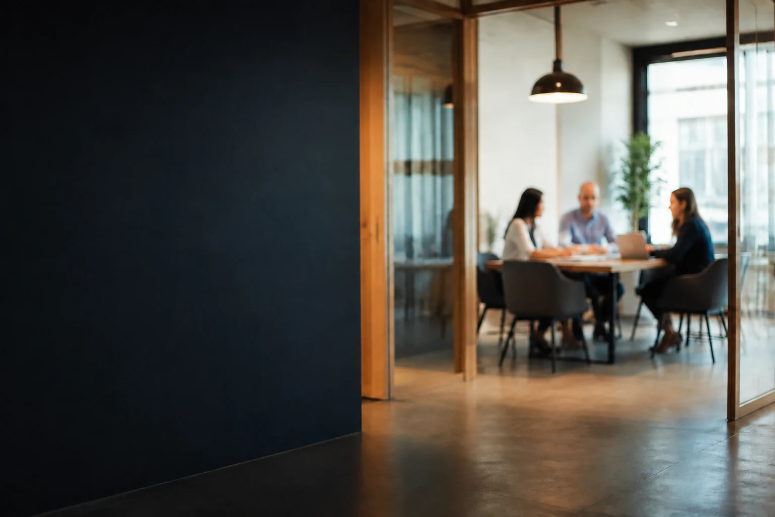 AI office concept with a softly blurred likeness of Shawn in a meeting